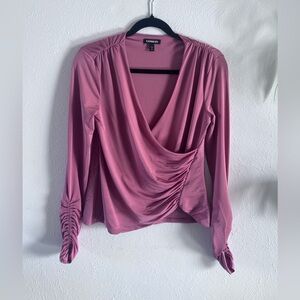 Express Body Countour Women's Mauve Ruched Blouse - XS